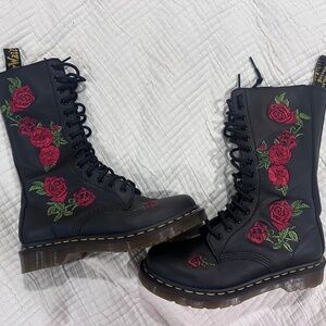 Dr. Martens 1460 Vonda Floral Rose Embroidered Boots - Size 8